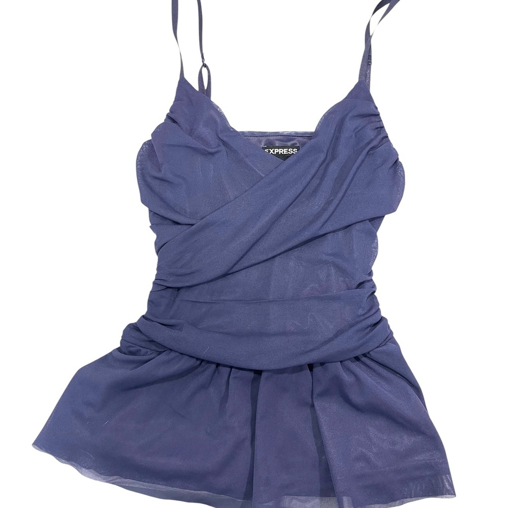 Express Purple Y2k 90s Ruched Babydoll Empire Waist Tank Top XS Whimsigoth Fairy - Picture 5 of 9